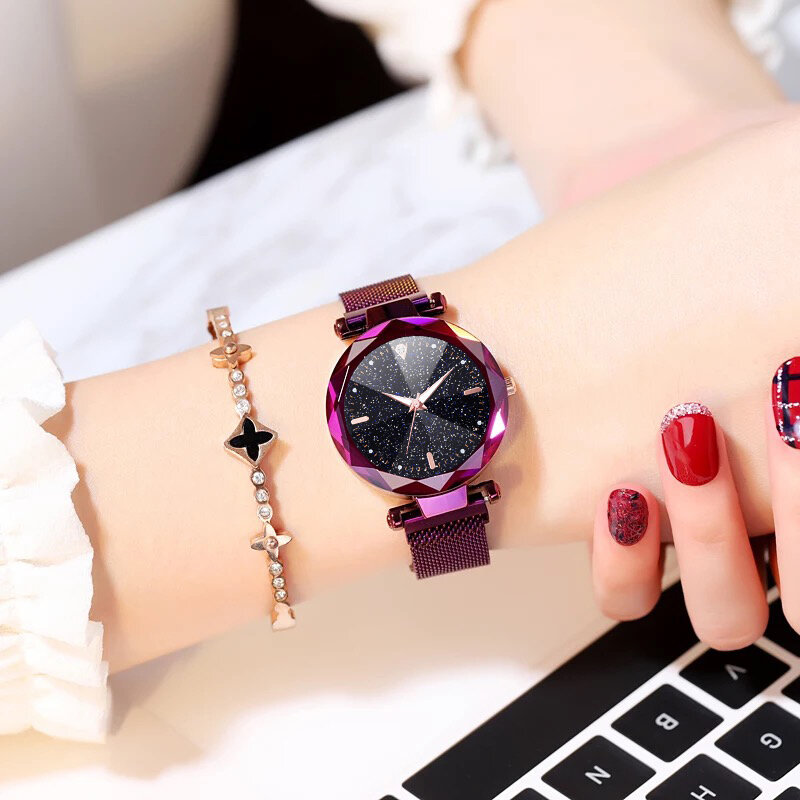 Neue Marke frauen Uhren Luxus Quarz Armbanduhren Magnetische Schnalle Leuchtende Uhr Edelstahl Damen Uhr Weibliche Uhren