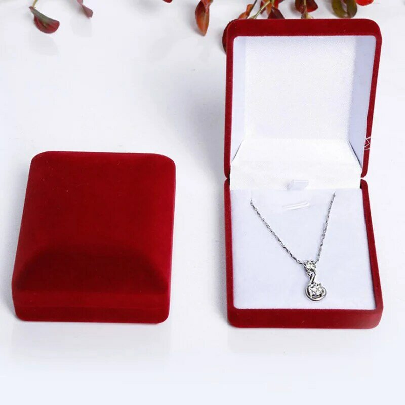 Caja de terciopelo para colgante de collar de joyería de novia, organizador de exhibición de baratija de pendientes, regalo, nuevo, envío directo