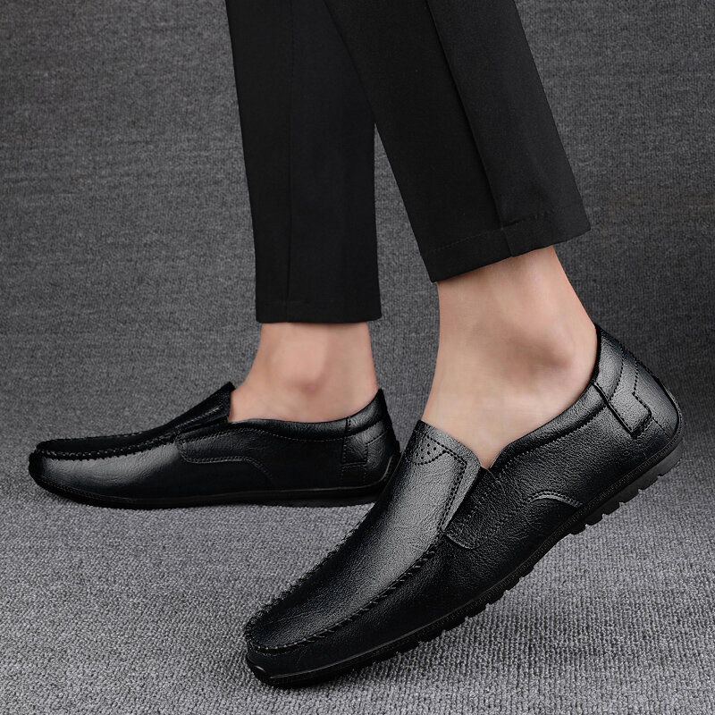 Men's leather shoes breathable business casual soft-soled beanie shoes leather all-match lazy shoes