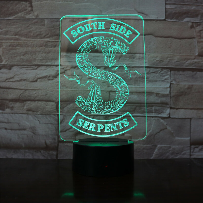 ป้าย Riverdale งูโลโก้ Night Light LED Southside งู Decor กิจกรรม Riverdale อุปกรณ์เสริมของขวัญตารางโคมไฟห้องนอน
