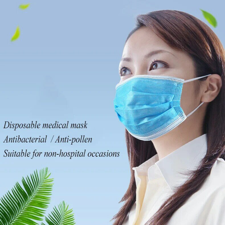 50pcs face mask breathable protection prevent Anti virus bad Bacteria proof face antibacterial Anti-pollen surgical masks