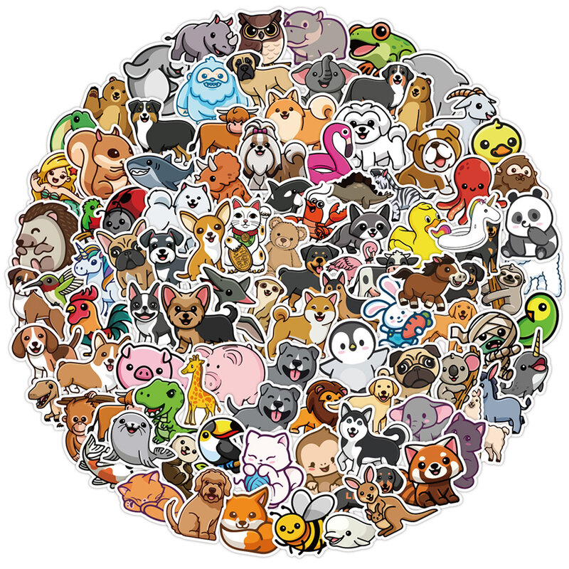 10/30/50/100PCS Cute Cartoon Animal Stickers Motorcycle Luggage Guitar Skateboard Cool Graffiti Sticker for Kid Decal Toys Gift
