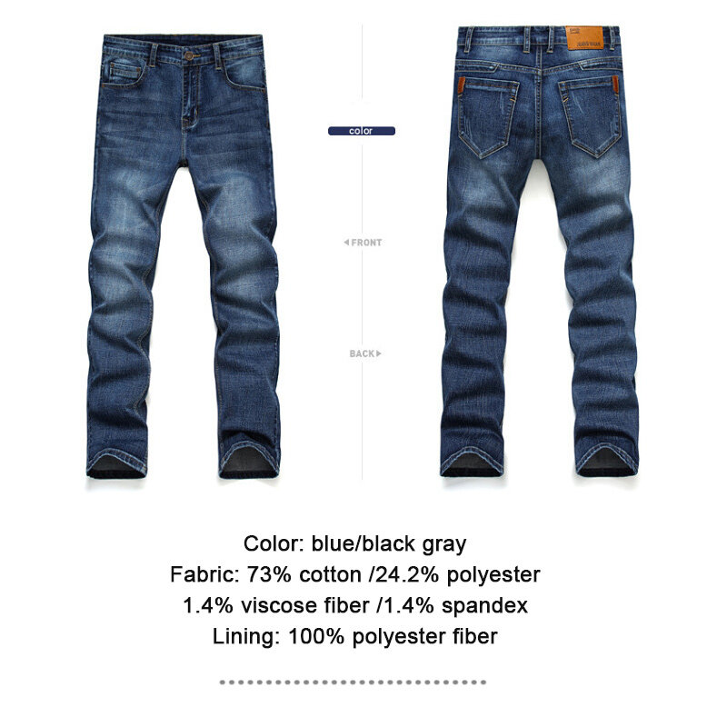 Джинсы мужские прямые, модные хлопковые брюки из денима, микро-эластичная ткань, деловые повседневные штаны, весна-осень