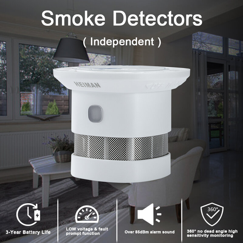 HEIMAN-Alarma contra incendios de alta sensibilidad para el hogar, detector de humo, sistema de protección de seguridad, mini sensor inalámbrico portátil independiente