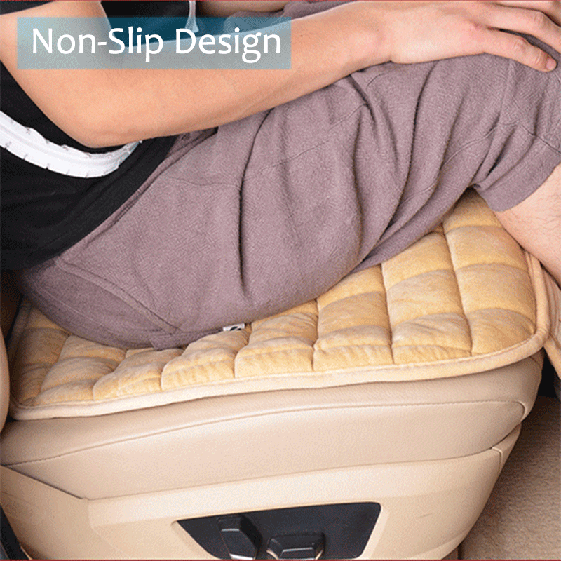 SEAMETAL-Funda de asiento de coche de felpa de invierno, suave y cálido cojín de asiento de coche, almohadilla protectora de silla antideslizante, Universal, para la mayoría de los modelos de coche