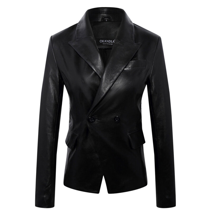 Jaqueta de couro legítimo feminina, jaqueta de couro legítimo tamanhos grandes macia, camurça, para negócios