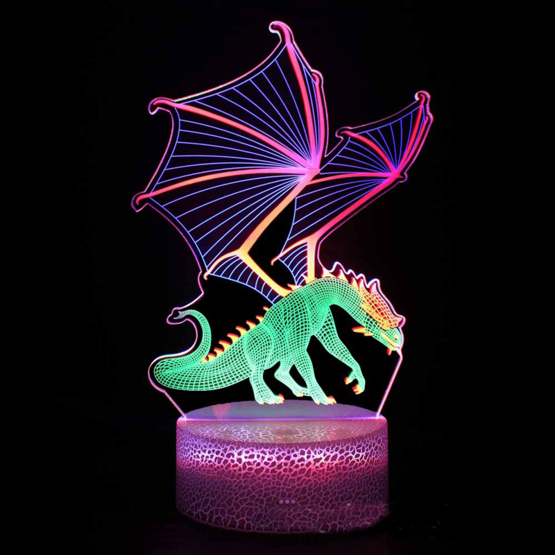 Lampe Led 3D en forme de dinosaure, luminaire décoratif d'intérieur, avec 3 couleurs changeantes, idéal comme cadeau d'anniversaire pour la chambre d'un enfant ou d'un garçon