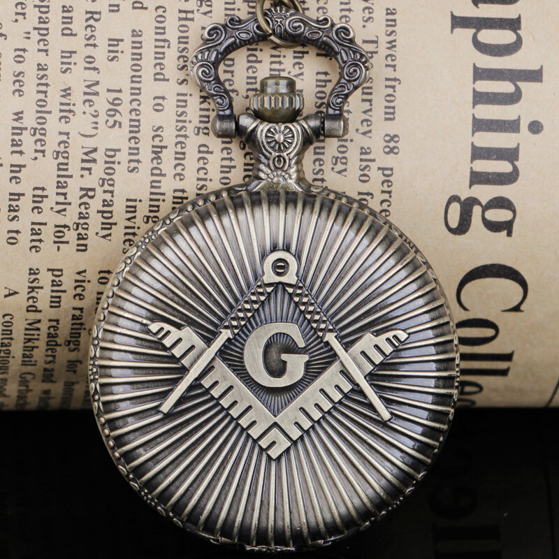 Orologio da tasca al quarzo Freemason G Dial Chrome Square collana pendente migliori regali reloj de bolsillo