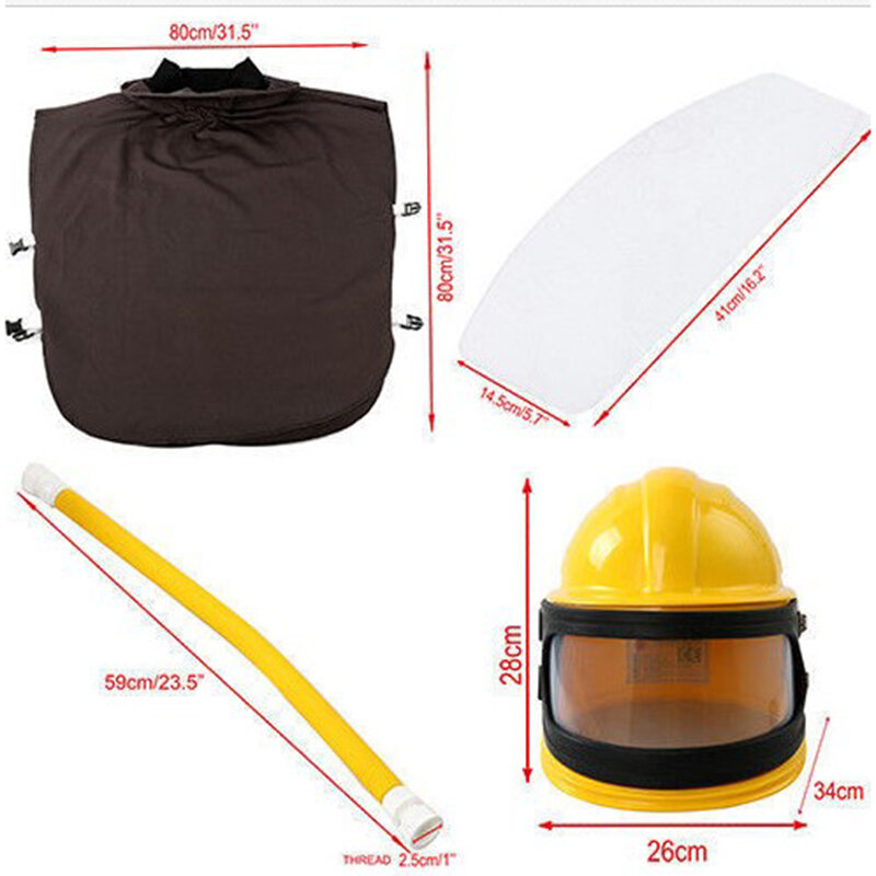 1 conjunto de material pvc abs jateamento jateamento jateamento protetor capacete jateamento de areia capacete máscara de segurança
