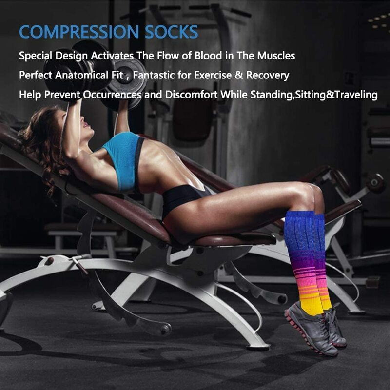 Kaus Kaki Olahraga Lari Setinggi Lutut Hewan Stocking Kompresi Kaus Kaki Kompresi Perawat Maraton Varises Perjalanan Edema Wanita