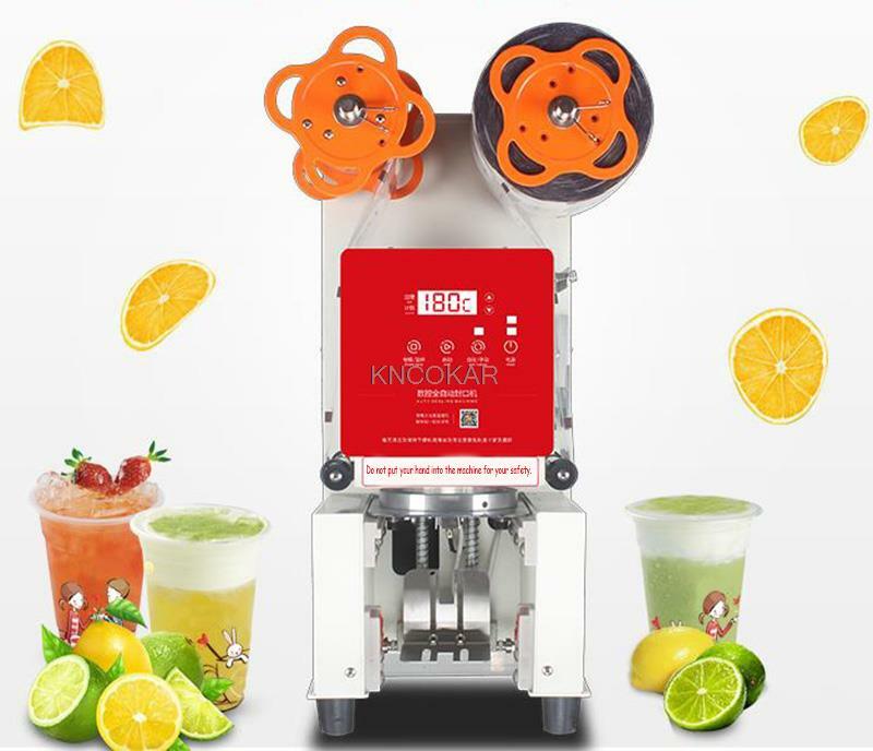 Machine à sceller les tasses de thé à bulles, entièrement automatique, en plastique, en acier inoxydable, scelleuse de tasses, taille 95MM