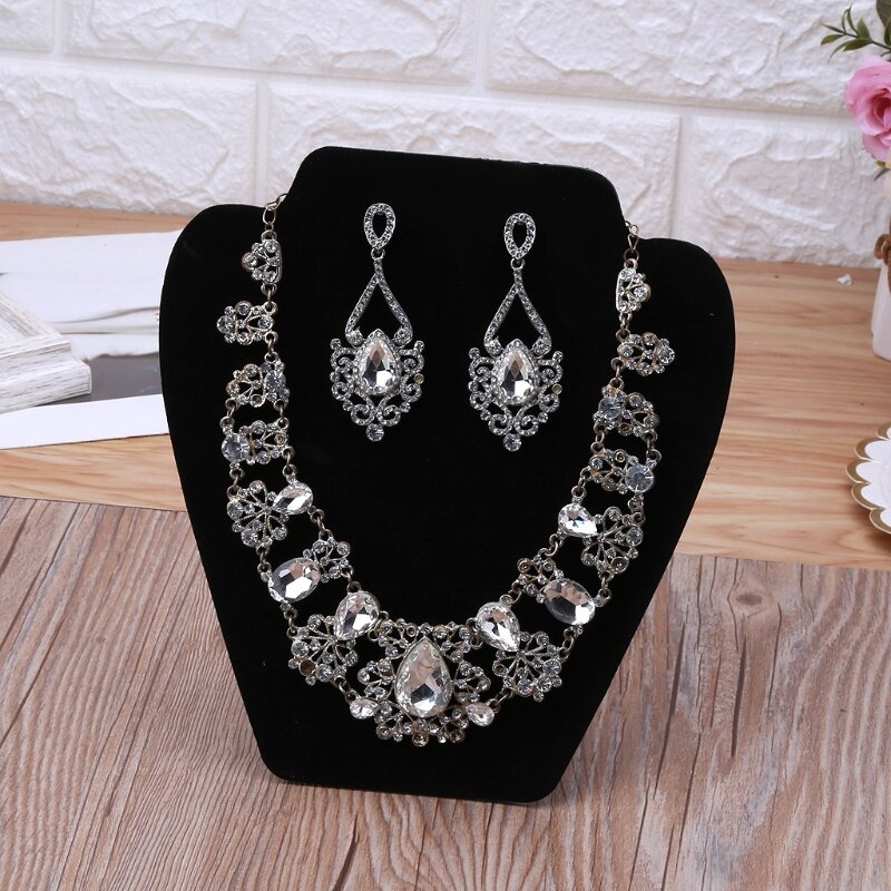 7.5inches Black Velvet Earrings Necklaces Jewelry Organizers Displays Stand with Reinforced Bracket Jewelry Holder Racks