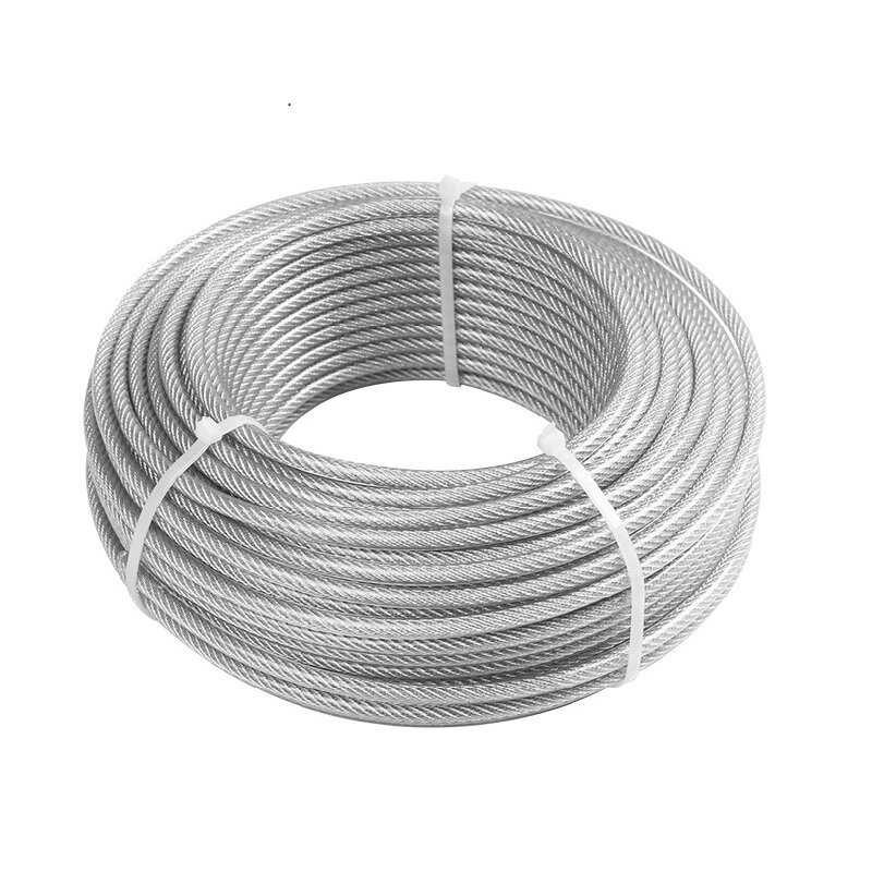 304 aço inoxidável corda de fio com revestido 3mm elevação cabo, varal macio, 50m, 7x7