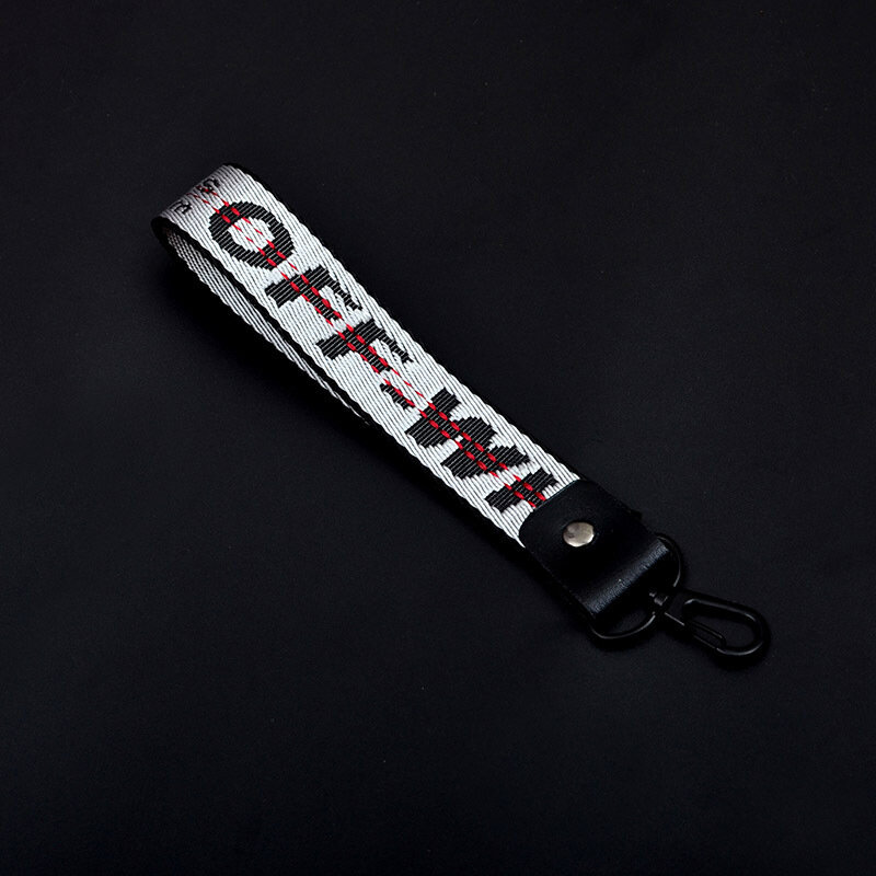 Off White Ribbon Keychain Women Phone Case Wallet Key Chain Porte Clef For Bag Key ring Llaveros Mujer Sleutelhanger Chaveiro