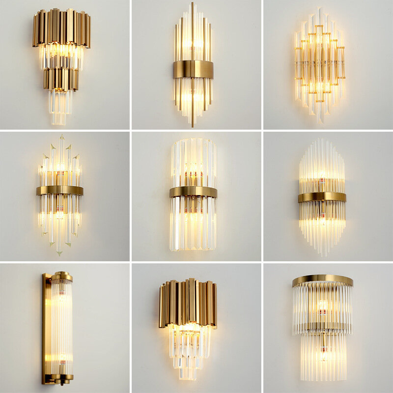 Lekki luksusowy kryształ kinkiet Nordic TV do salonu tle ściany korytarz lampka nocna do sypialni nowoczesna minimalistyczna kinkiet