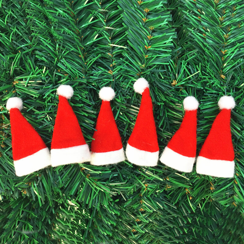 Mini sombrero de Navidad, gorro de Papá Noel para piruleta, Cubierta superior, sombrero para Navidad, Año Nuevo, Festival, decoración de fiesta
