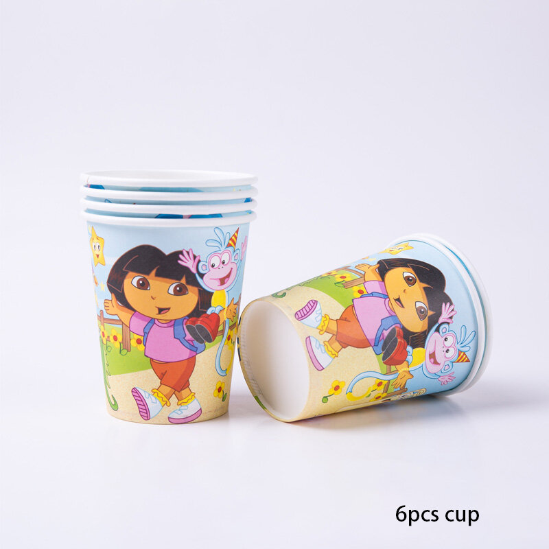 Cute Dora Birthday Party Supplies Kid Gift Baby Shower Cup Plate Hat Balloon Celebration Tableware Girl Faovr Party Decor