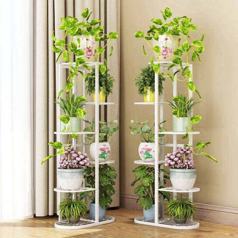 1 Uds estanterías para plantas de hierro, planta con flor en maceta, soporte para maceta múltiple, organizador de exhibición para interior y exterior