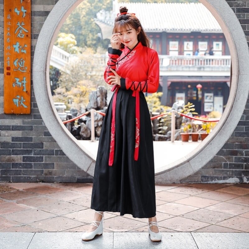 Tang Dynastie Oude Kostuum Hanfu Vrouwen Mannen Chinese Traditionele Plus Size Fee Jurk Lange Mouwen Vrouw Zwaardvechter Folk Dance