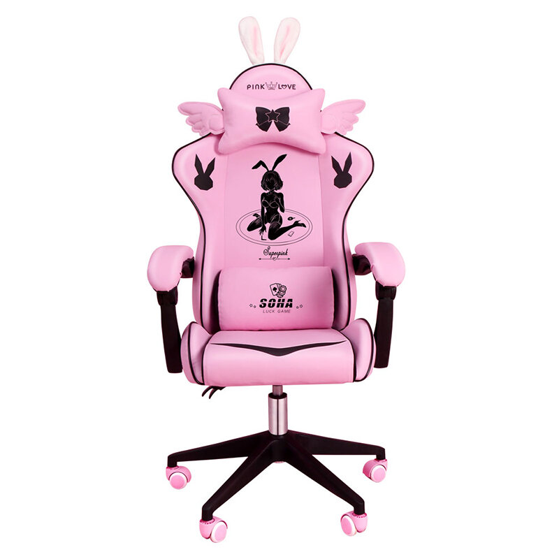 Różowa bogini fotel gamingowy dziewczyna gra konkurencyjna obrotowa krzesło domowe Liftable krzesło do pracy na komputerze wygodna kotwica na żywo krzesło