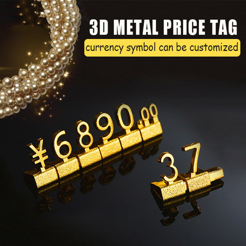 5 Strips Commodity Combination Aluminum Metal Price Cube Tags Card Jewelry Watches Garment Dollar Price Tags Stand