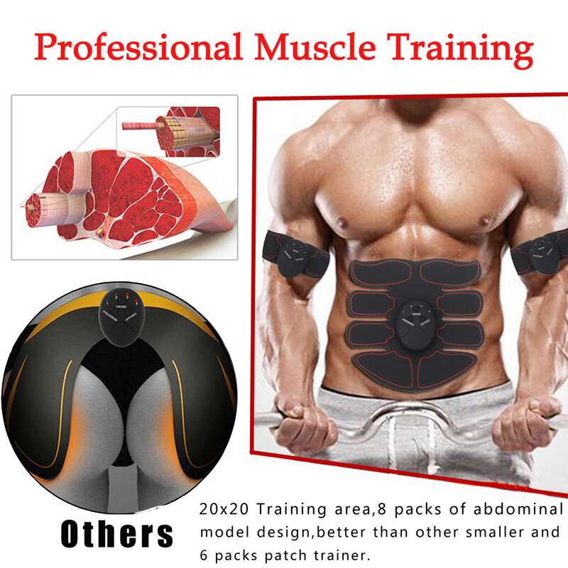 Wireless EMS Muscle Stimulator ABS Abdominal Muscle Trainer Toner Body Fitness Hip Trainer Shaping Patch Sliming Trainer Unisex