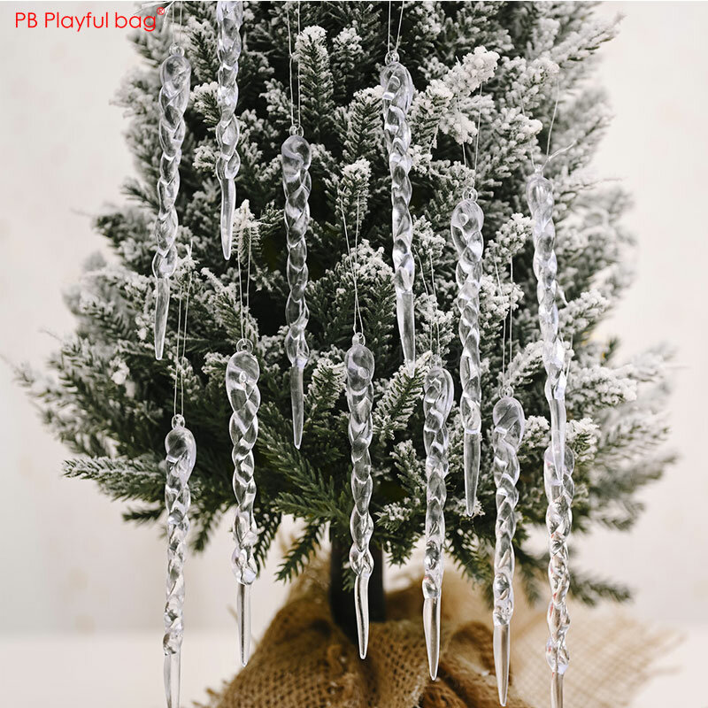 Juguetón bolsa 2020 Navidad transparente acrílico hielo árbol de Navidad ornamento niños DIY juguete decorativo creativo hielo colgante AA03