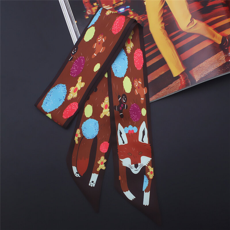 Écharpe fine en soie pour femmes, foulard de styliste, imprimé d'animaux, nouveauté pour femmes, ruban de cravate, sac, foulards à col en sergé, 2021