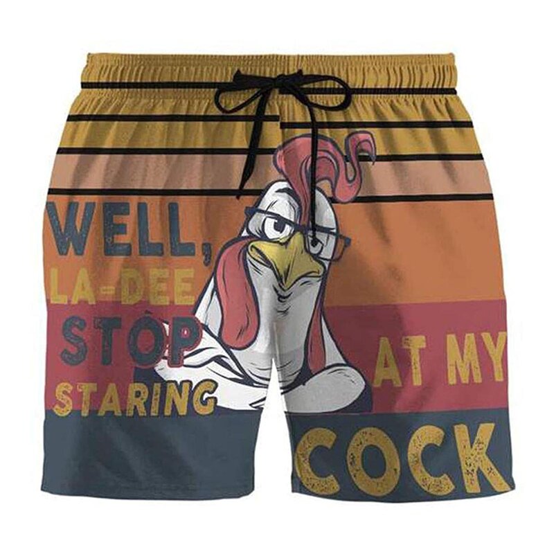 Galo bandeira nacionais impressão shorts, de cordão bolso praia calças, padrão rooster solto verão respirável masculino