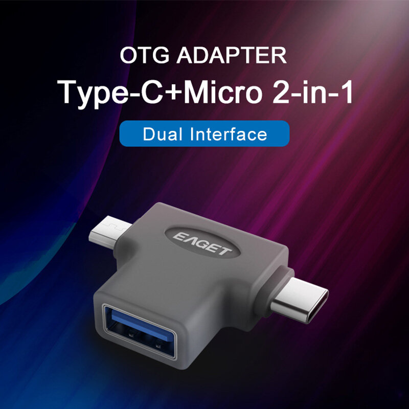 EAGET OTG Adapter 2-in-1 Micro USB Type C to USB 3.0 Type-C Adapter For Samsung Galaxy S10 Macbook USB C OTG Adapter Converter