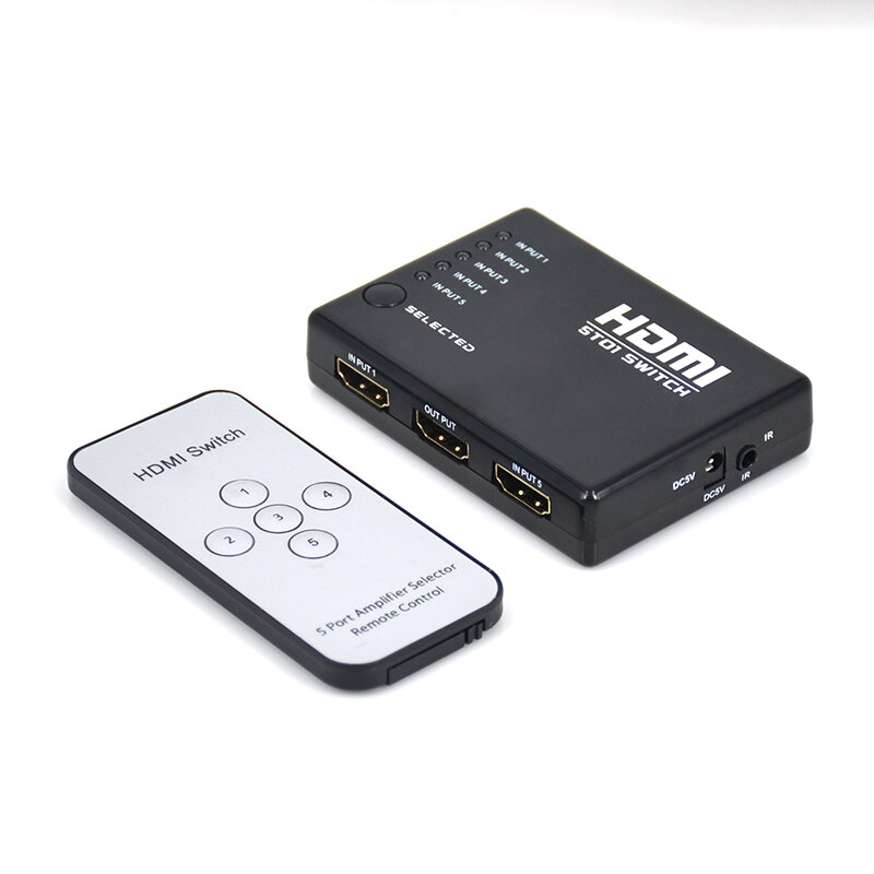 Sakelar Yang Kompatibel dengan HDMI dengan Remote Control Berlaku untuk PS4/Kotak Set-Top/Komputer Dalam Perangkat Berbagi Satu Konverter Tampilan HDMI