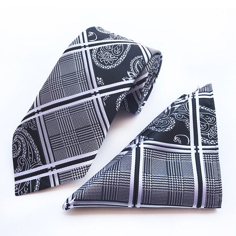 Męski krawat zestaw złoty Paisley 100% jedwab 8cm krawaty ślubne dla mężczyzn New Fashion nowy projekt Hanky spinki do mankietów zestaw wysokiej jakości krawat