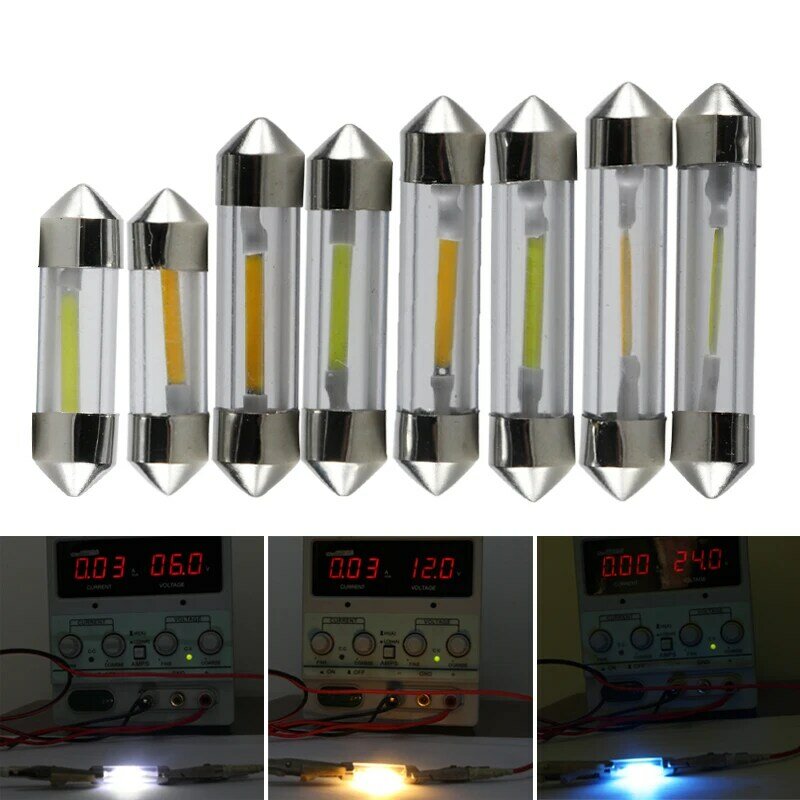 LED 꽃줄 조명, 31mm, 36mm, 39mm, 41mm, C3W, C5W, C10W, Canbus 6, 12, 24 V 볼트, COB 번호판 전구, 6V, 12V, 24 V, 인테리어 돔 램프