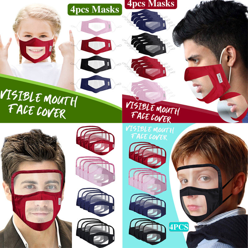 Kids Adult m-a-s-k z przezroczyste okienko widoczna ekspresja dla głuchych i twardych aparatów słuchowych szalik wielokrotnego użytku Máscara facial