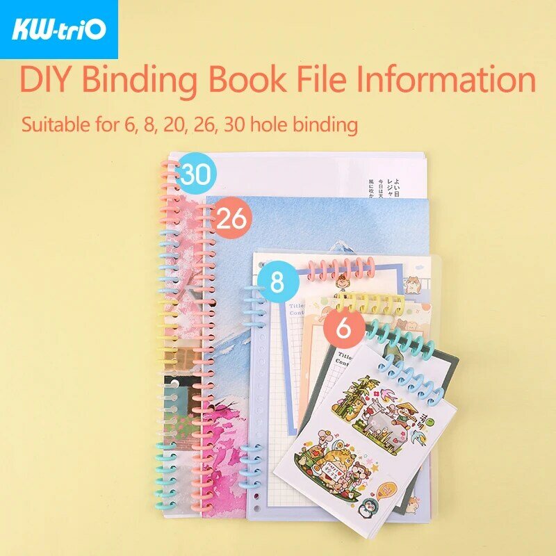 KW-triO 5pcs Plastic 30Hole Loose Leaf Binder Ring Binding Spines Combs Diameter 12mm Length Can Be Cut DIY Paper Notebook Album