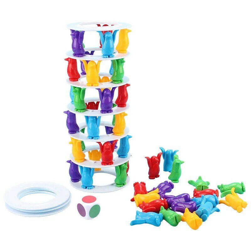 Funny Penguin Tower Collapse Balance Game Toy For Children Parent-Child Interaction Crazy Penguin Crash Tower Challenge Game Toy