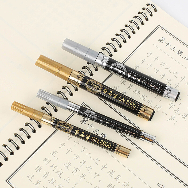 Paint Marker Pens Permanent Waterproof Manga Drawing  DIY Student-Supplies Metal Gold Craftwork Art Supplies 1.5MM Gold