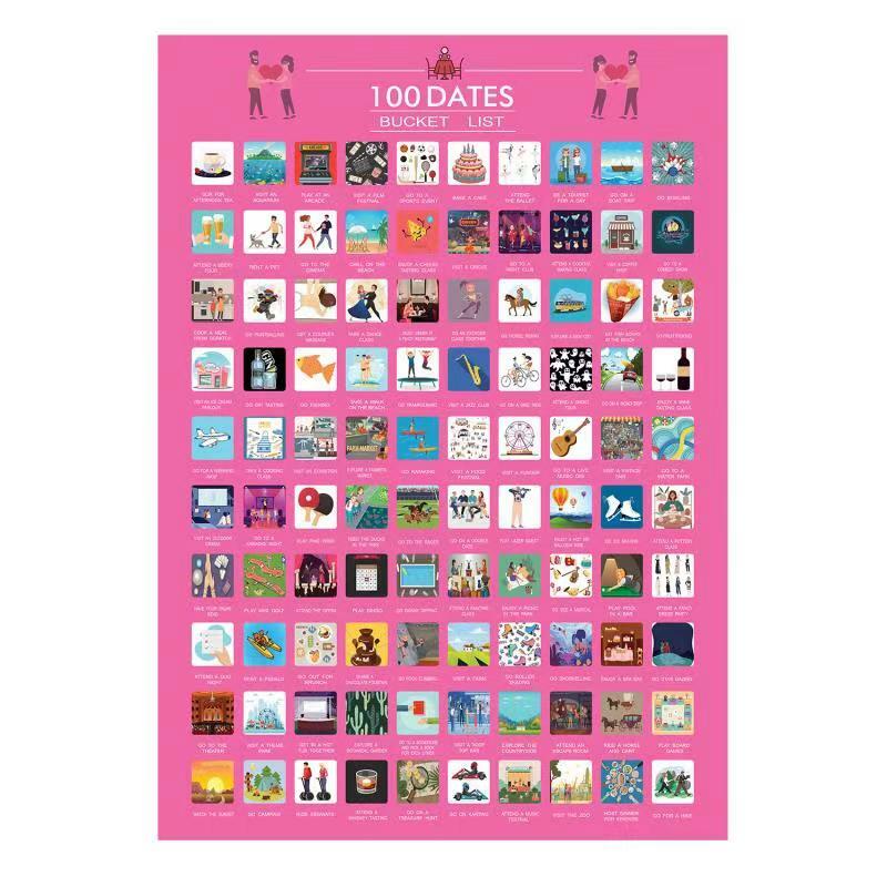 Постер скретч-офф 100 даты ведро список пары подарок без рамки