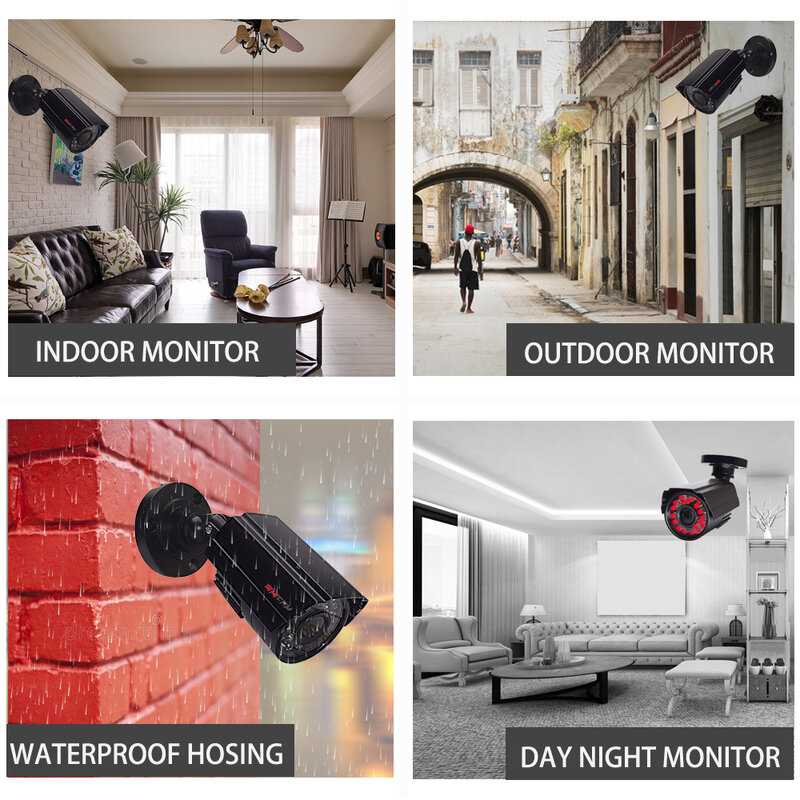 AHD CCTV Security Camera System, Visão Noturna, DVR, Gravador de Vídeo, Infravermelho, Visão Noturna, I-CUT, Kit de Vigilância 2K, Telefone, Remoto, 4ch, 5.0MP