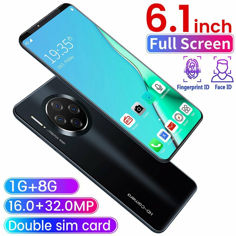 6.1 Inch Smartphone for Mate33 Pro Big Screen Android 9.1 Smartphone Hd Display 8 Cores 4500mAh 1GB+16GB Hd Camera Mobile Phone
