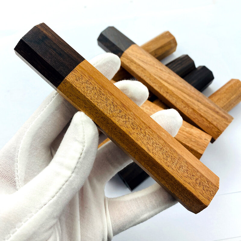 Wa uchwyt drewno hebanowe uchwyt ośmiokątny uchwyt rzemiosło instrukcja DIY półprodukty nóż damasceński uchwyt Kitche