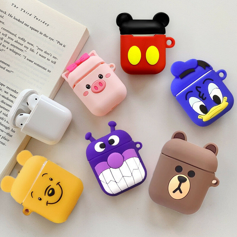 Gift 3D Cartoon Wireless Earphone Case For Apple AirPods1& 2 Silicone Charging Headphones Case for Airpods bluetooth earphone