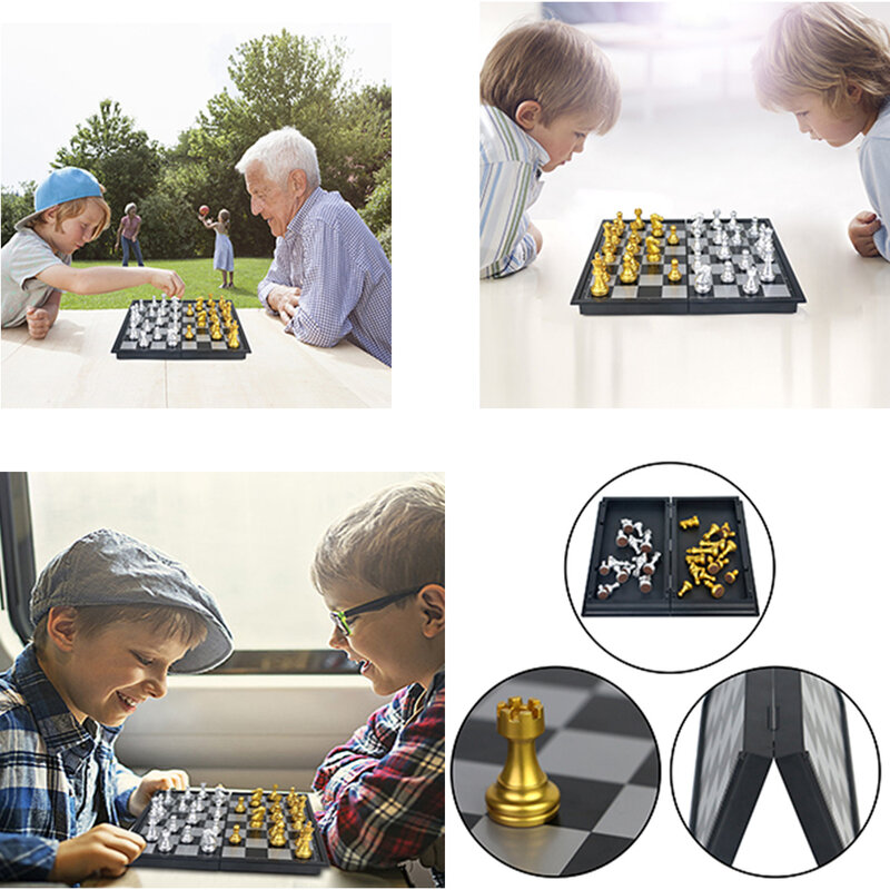 Set di scacchi gioco da tavolo per bambini adulti con pezzi degli scacchi magnetici scacchi da viaggio Set di scacchiera pieghevole giocattoli educativi per bambini