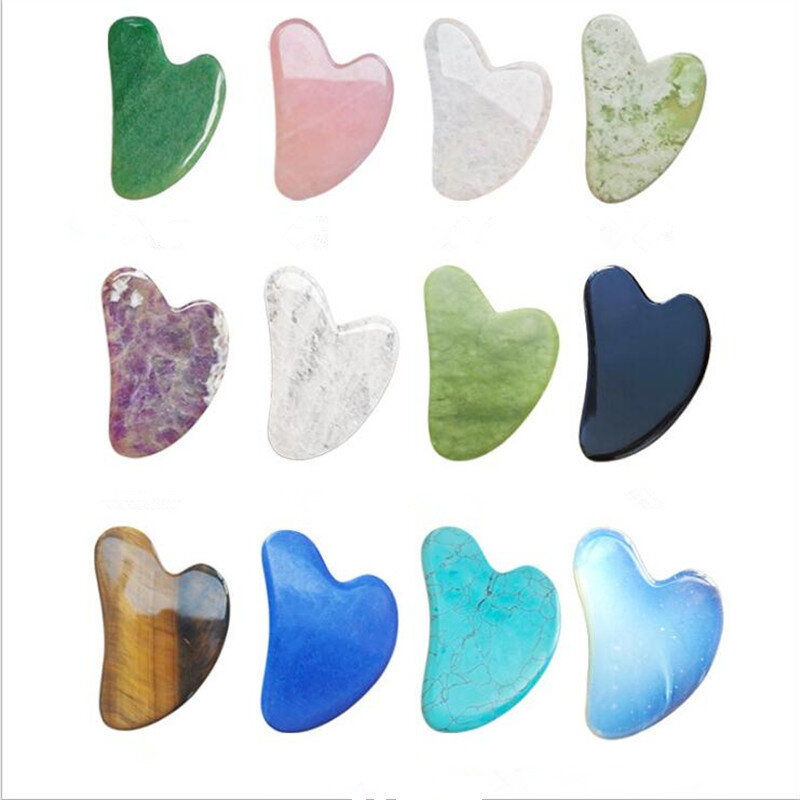 Natural Green Jades Roller Face Massage Gua Sha Board Crystal Stone Jade Massager Body Facial Eye Scraping Acupuncture Face Lift