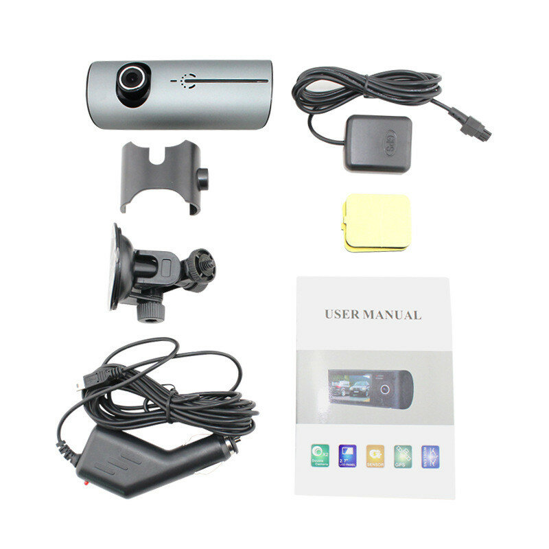 Camera Car DVR R300 with GPS and 3D G-Sensor LCD X3000 Cam Video Camcorder Cycle Recording Digital Zoom Dash Cam Dual Lens