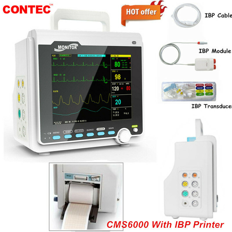 Monitor portátil dos sinais vitais dos parâmetros 7 do monitor paciente de conec icu ccu com ibp, impressora cms6000