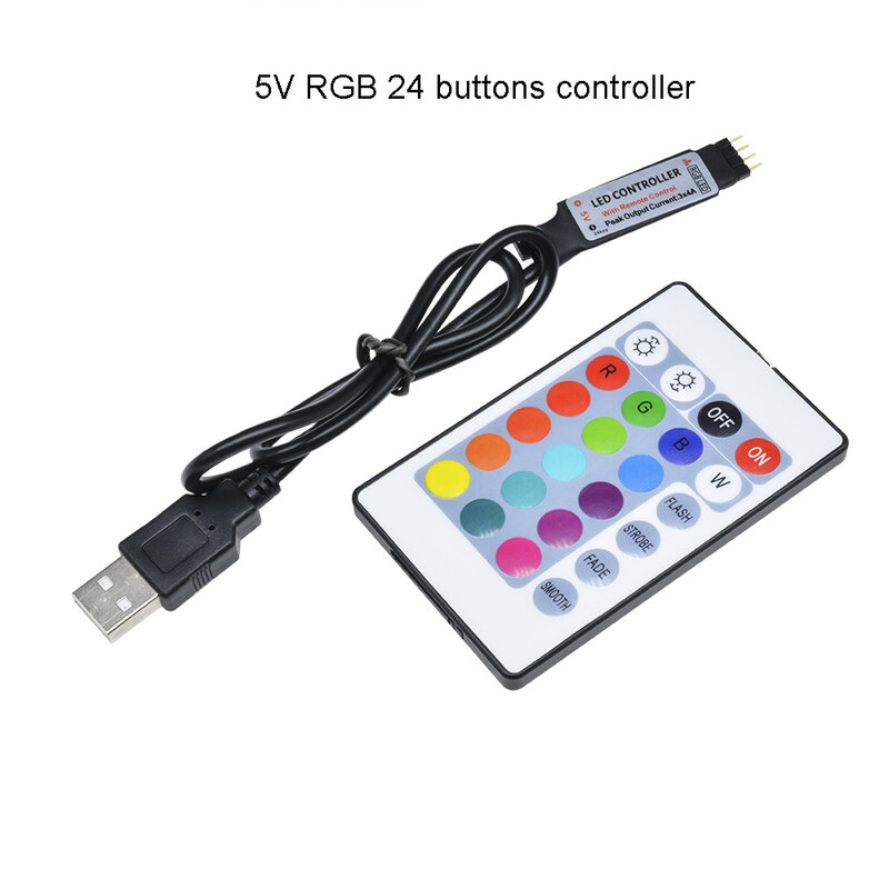Fita LED com controle remoto IR, USB, 3528SMD, lâmpada, fita, RGB, TV, desktop, tela, luz de fundo, diodo