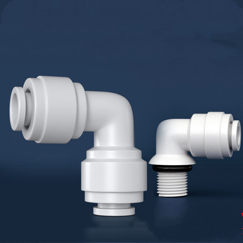 Tubo de manguera OD de 1/4 "3/8" 1/4 "1/2" 3/4 "conectores rápidos de tubería de plástico, accesorios de codo de agua RO, purificador de agua, accesorio de tubería