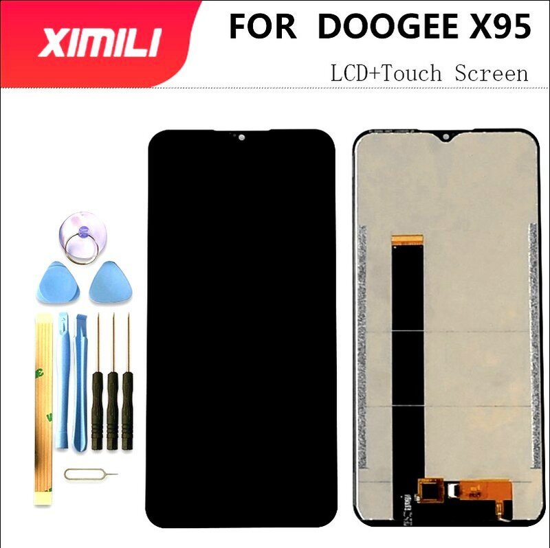 Doogee-tela lcd x95 para substituição de telefone, tela touch screen, digitalizador, montagem, peças para substituição, original, 6.52 ''100%