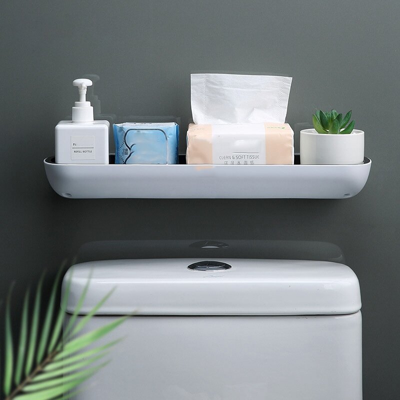 Bathroom Shelf With Towel Bar with Hook Shampoo Holder Kitchen Storage Rack Household Items Kitchen Storage Rack